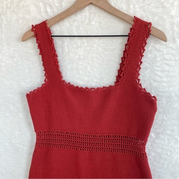 Rebecca Taylor Open Knit Crochet Sheath Dress Pomodoro Red Size M - Picture 3 of 8